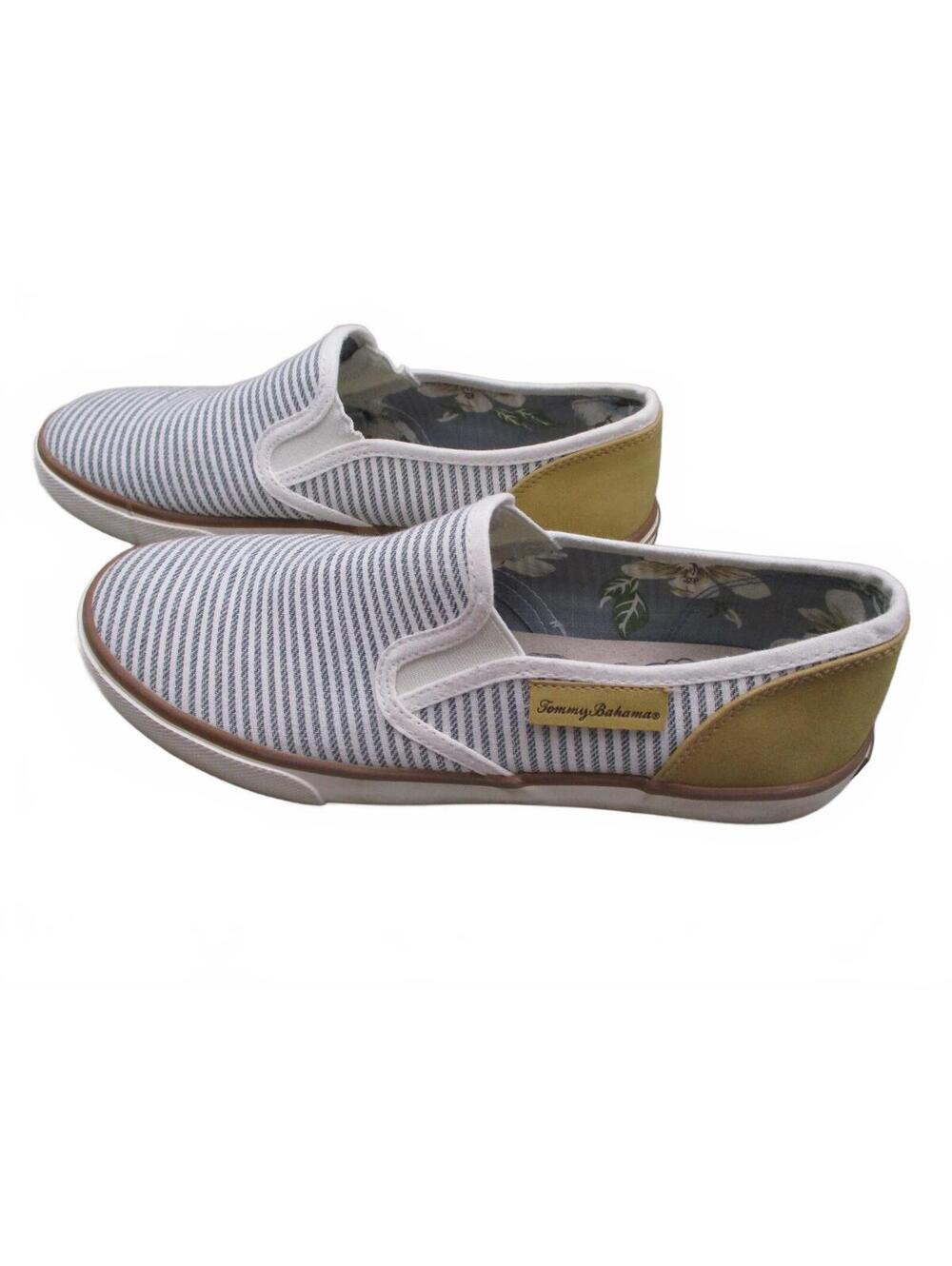 Tommy Bahama Canvas Slip On Sneakers Womens Size 8 Striped Floral Casual Shoes